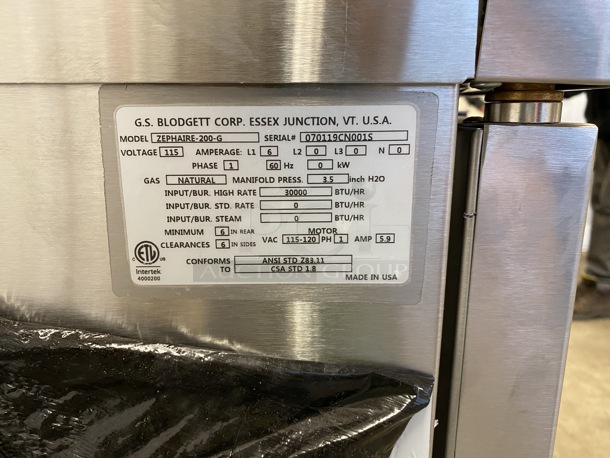 2 BRAND NEW! 2019 Blodgett Model Zephaire-200-G Stainless Steel Commercial Natural Gas Powered Full Size Bakery Depth Convection Ovens w/ View Through Doors, Metal Oven Racks and Thermostatic Controls. 30,000 BTU. 39x37x71. 2 Times Your Bid! - Image 11 of 12