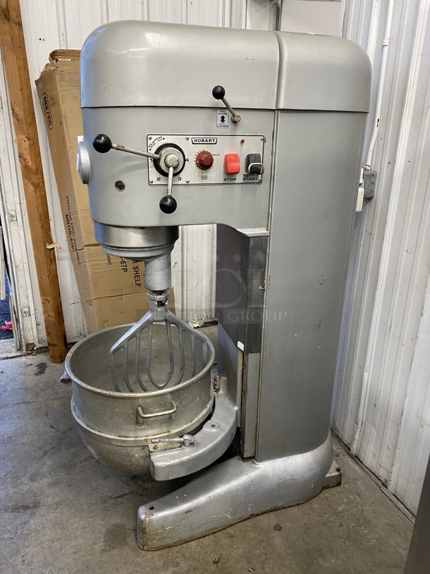 Hobart Model M-802 Metal Commercial Floor Style 80 Quart Planetary Mixer w/ Stainless Steel Mixing Bowl and Paddle Attachment. 200 Volts, 3 Phase. 28x45x65 - Image 10 of 10
