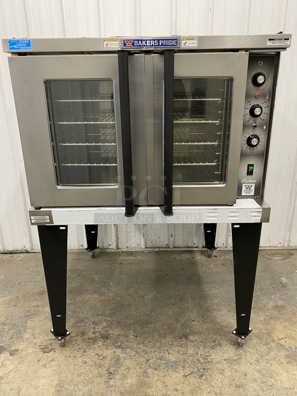 BRAND NEW! 2019 Baker's Pride Model BCO-E1 ENERGY STAR Stainless Steel Commercial Electric Powered Full Size Convection Oven w/ View Through Doors, Metal Oven Racks and Thermostatic Controls on Metal Legs. 240 Volts, 1 Phase. 38x39x55.5 - Image 3 of 12