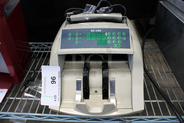 Model BC-100 Metal Countertop Money Counting Machine. 110 Volts, 1 Phase. 9x16x8. Tested and Does Not Power On