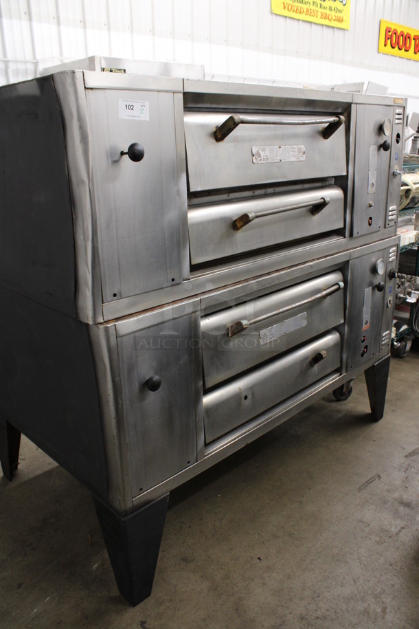 2 Bari Model MS54 Stainless Steel Commercial Natural Gas Powered Single Deck Pizza Ovens on Metal Legs. 80,000 BTU. 72x43.5x69. 2 Times Your Bid! - Image 1 of 10