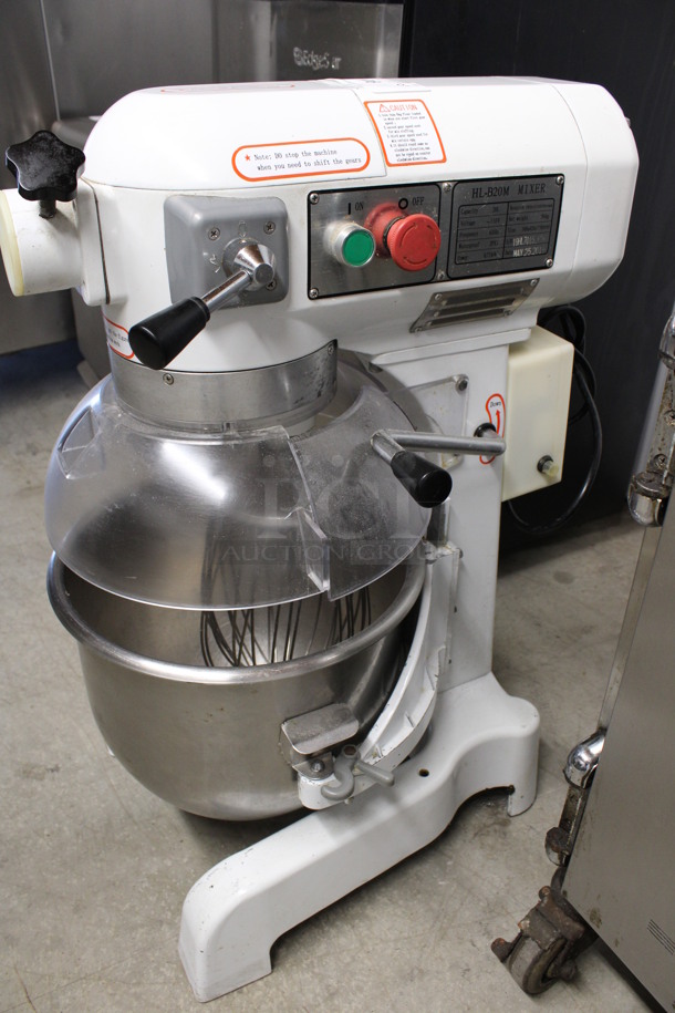 2019 Model HL-B20M Metal Commercial 20 Quart Planetary Mixer w/ Stainless Steel Mixing Bowl, Whisk Attachment and Clear Bowl Guard. 110 Volts, 1 Phase. 16x21x31. Cannot Test - Unit Trips Breaker - Image 2 of 6