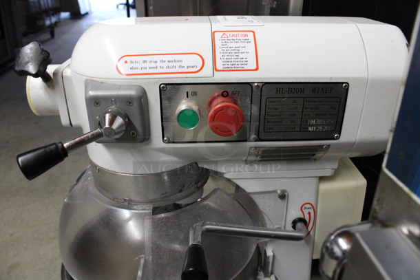 2019 Model HL-B20M Metal Commercial 20 Quart Planetary Mixer w/ Stainless Steel Mixing Bowl, Whisk Attachment and Clear Bowl Guard. 110 Volts, 1 Phase. 16x21x31. Cannot Test - Unit Trips Breaker - Image 4 of 6