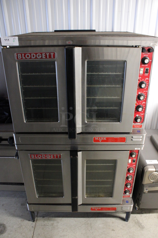 2 Blodgett Mark V Stainless Steel Commercial Electric Powered Full Size Convection Ovens w/ View Through Doors, Metal Oven Racks and Thermostatic Controls. 208-220 Volts. 38x37x65. 2 Times Your Bid! - Image 2 of 9