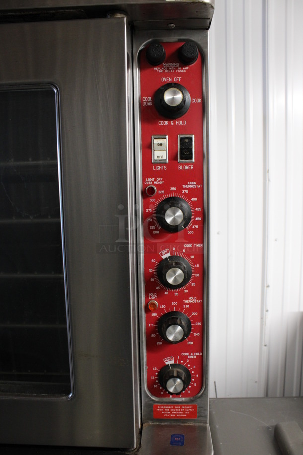 2 Blodgett Mark V Stainless Steel Commercial Electric Powered Full Size Convection Ovens w/ View Through Doors, Metal Oven Racks and Thermostatic Controls. 208-220 Volts. 38x37x65. 2 Times Your Bid! - Image 4 of 9