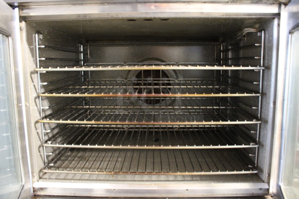 2 Blodgett Mark V Stainless Steel Commercial Electric Powered Full Size Convection Ovens w/ View Through Doors, Metal Oven Racks and Thermostatic Controls. 208-220 Volts. 38x37x65. 2 Times Your Bid! - Image 7 of 9