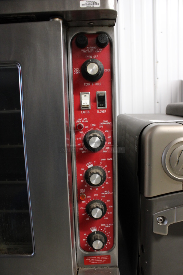 2 Blodgett Mark V Stainless Steel Commercial Electric Powered Full Size Convection Ovens w/ View Through Doors, Metal Oven Racks and Thermostatic Controls. 208-220 Volts. 38x37x65. 2 Times Your Bid! - Image 8 of 9