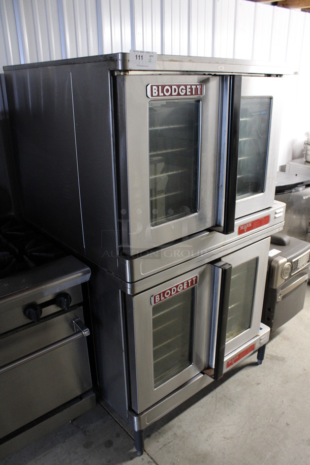 2 Blodgett Mark V Stainless Steel Commercial Electric Powered Full Size Convection Ovens w/ View Through Doors, Metal Oven Racks and Thermostatic Controls. 208-220 Volts. 38x37x65. 2 Times Your Bid! - Image 9 of 9