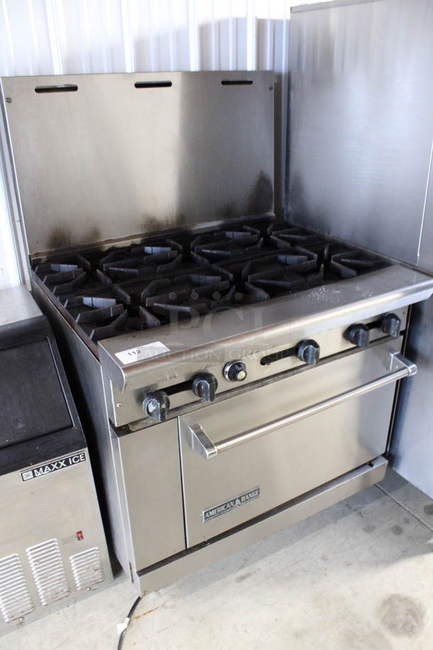 American Range Stainless Steel Commercial Natural Gas Powered 6 Burner Range w/ Oven and Backsplash. 36x33x57 - Image 2 of 6