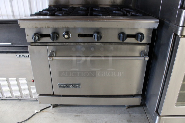 American Range Stainless Steel Commercial Natural Gas Powered 6 Burner Range w/ Oven and Backsplash. 36x33x57 - Image 3 of 6