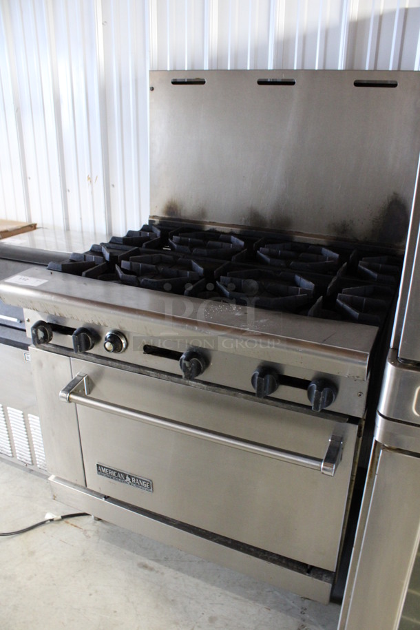 American Range Stainless Steel Commercial Natural Gas Powered 6 Burner Range w/ Oven and Backsplash. 36x33x57 - Image 5 of 6