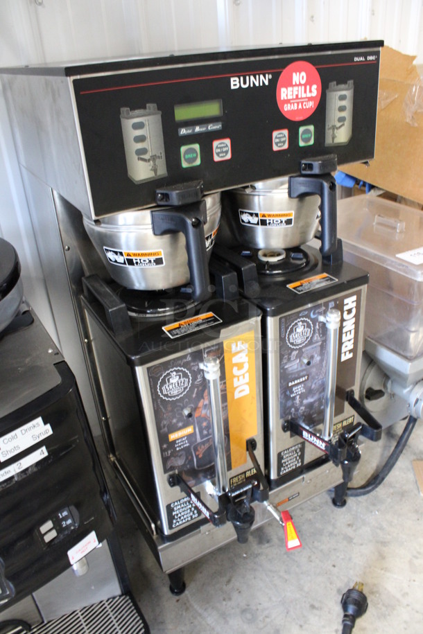 2017 Bunn Model DUAL SH DBC Stainless Steel Commercial Countertop Dual Coffee Machine w/ Hot Water Dispenser, 2 Stainless Steel Brew Baskets and 2 Bunn Model SH SERVER Satellite Servers. 120/208-240 Volts, 1 Phase. 18x24x36. Tested and Working! - Image 5 of 6