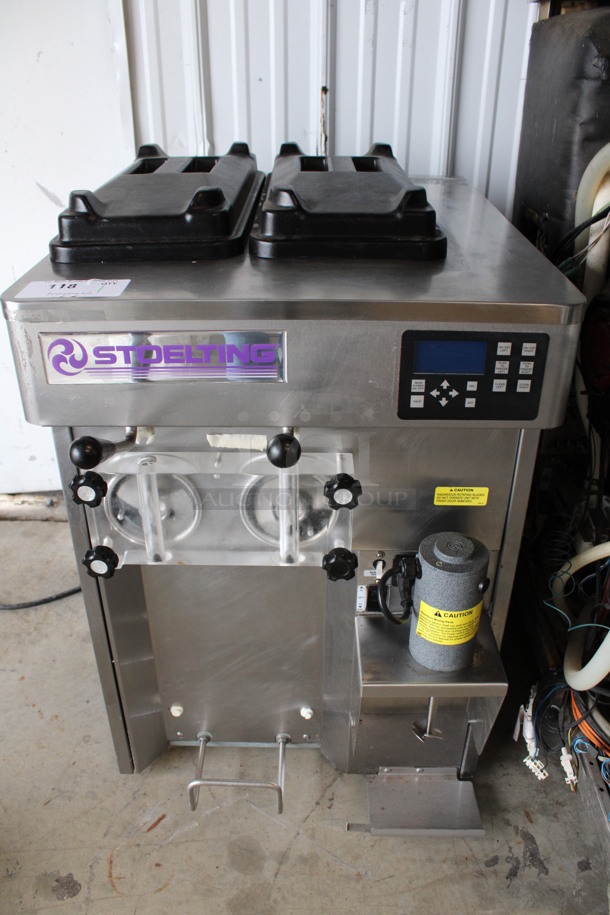 2013 Stoelting Model SF121-38I2 Stainless Steel Commercial Countertop Air Cooled 2 Flavor Soft Serve Ice Cream Machine w/ Milkshake Mixer. 208-240 Volts, 1 Phase. 22x32x36