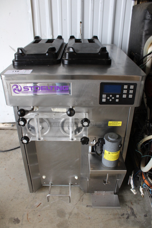 2013 Stoelting Model SF121-38I2 Stainless Steel Commercial Countertop Air Cooled 2 Flavor Soft Serve Ice Cream Machine w/ Milkshake Mixer. 208-240 Volts, 1 Phase. 22x32x36 - Image 1 of 7
