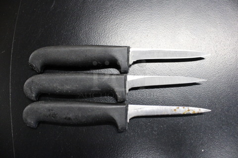 3 Sharpened Stainless Steel Paring Knives. 7". 3 Times Your Bid!