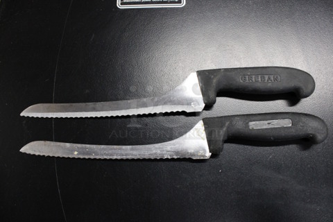 2 Sharpened Stainless Steel Serrated Knives. Includes 13.5". 2 Times Your Bid!