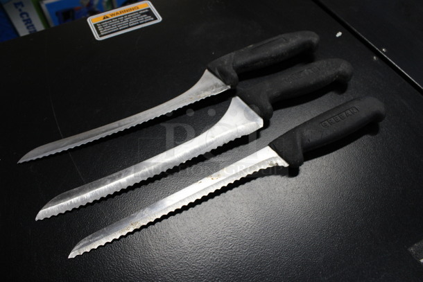 3 Sharpened Stainless Steel Serrated Knives. Includes 14". 3 Times Your Bid! - Image 3 of 3