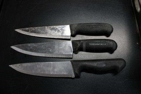 3 Sharpened Stainless Steel Chef Knives. Includes 13". 3 Times Your Bid!