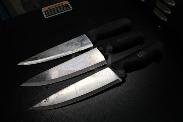 3 Sharpened Stainless Steel Chef Knives. Includes 13". 3 Times Your Bid! - Image 3 of 3