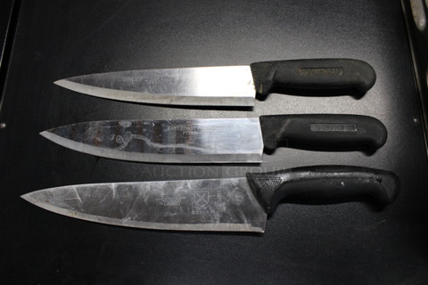 3 Sharpened Stainless Steel Chef Knives. Includes 13.5". 3 Times Your Bid!