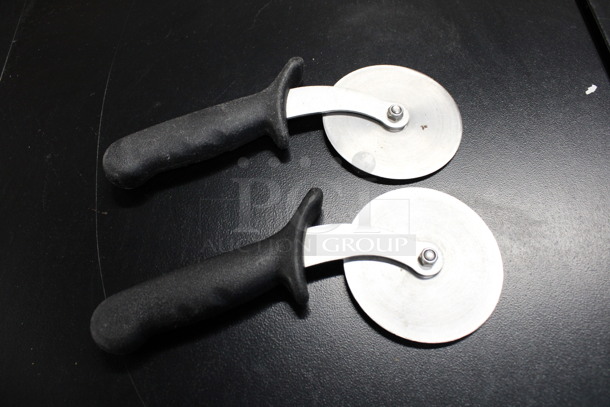 2 Sharpened Stainless Steel Pizza Cutters. 9.5x1x4. 2 Times Your Bid!