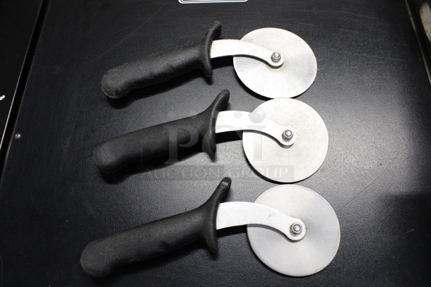 3 Sharpened Stainless Steel Pizza Cutters. 9.5x1x4. 3 Times Your Bid!
