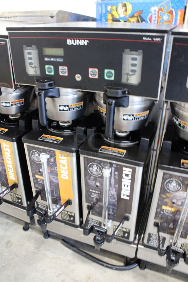 2012 Bunn Model DUAL SH DBC Stainless Steel Commercial Countertop Dual Coffee Machine w/ 2 Stainless Steel Brew Baskets and 2 Bunn Model SH SERVER Satellite Servers. 120/208-240 Volts, 1 Phase. 18x24x36. Tested and Working! - Image 3 of 6