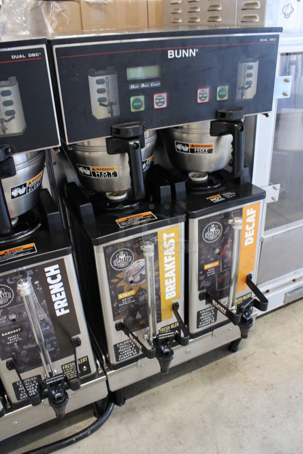 2012 Bunn Model DUAL SH DBC Stainless Steel Commercial Countertop Dual Coffee Machine w/ 2 Stainless Steel Brew Baskets and 2 Bunn Model SH SERVER Satellite Servers. 120/208-240 Volts, 1 Phase. 18x24x36. Tested and Working! - Image 3 of 6