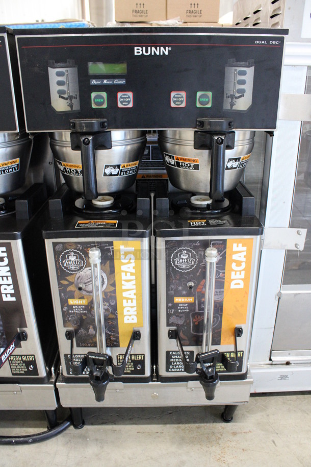 2012 Bunn Model DUAL SH DBC Stainless Steel Commercial Countertop Dual Coffee Machine w/ 2 Stainless Steel Brew Baskets and 2 Bunn Model SH SERVER Satellite Servers. 120/208-240 Volts, 1 Phase. 18x24x36. Tested and Working! - Image 4 of 6