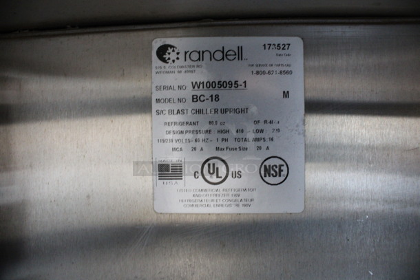 2015 Randell Model BC-18 Stainless Steel Commercial Blast Chiller. 115/230 Volts, 1 Phase. 40x34x72 - Image 5 of 7