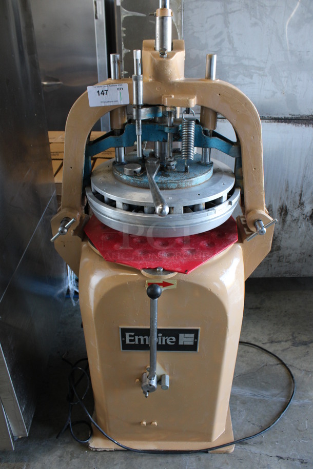 Empire Metal Commercial Floor Style Semi Automatic Dough Divider Rounder w/ Tray. Divides Into 36 Sections. 27x26x79 - Image 1 of 6
