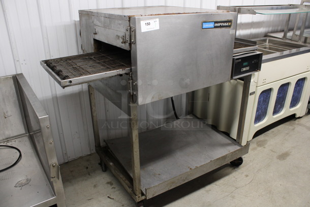 Lincoln Impinger Stainless Steel Commercial Electric Powered Conveyor Pizza Oven on Metal Stand w/ Commercial Casters. 480 Volts, 3 Phase. 58x36x54 - Image 2 of 6