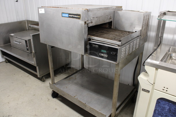 Lincoln Impinger Stainless Steel Commercial Electric Powered Conveyor Pizza Oven on Metal Stand w/ Commercial Casters. 480 Volts, 3 Phase. 58x36x54 - Image 5 of 6