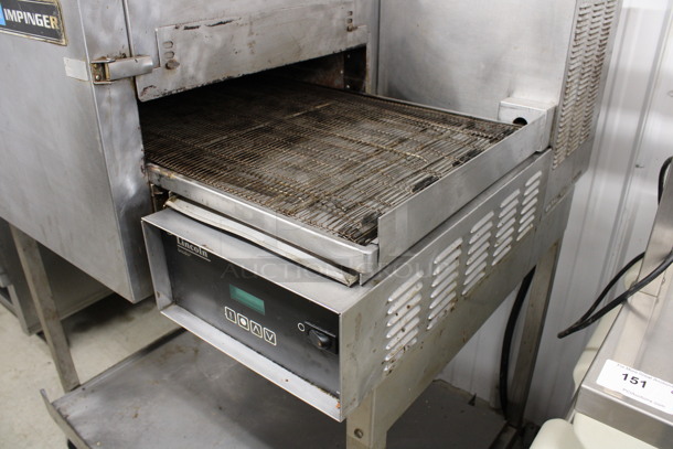 Lincoln Impinger Stainless Steel Commercial Electric Powered Conveyor Pizza Oven on Metal Stand w/ Commercial Casters. 480 Volts, 3 Phase. 58x36x54 - Image 6 of 6