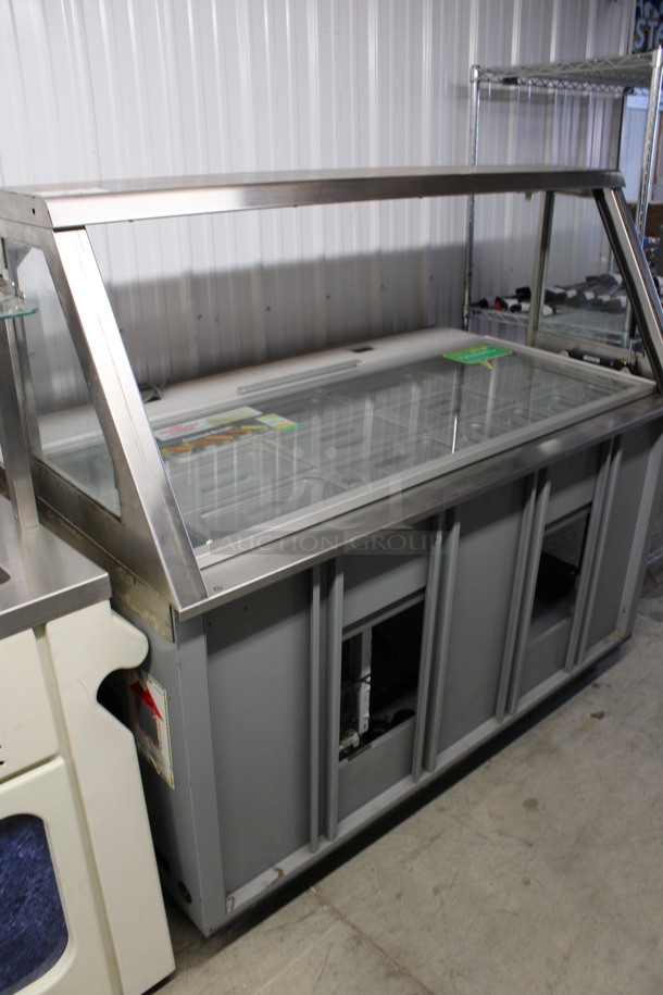 Duke Model SWD600-60FL M Stainless Steel Commercial Sandwich Make Line Prep Line w/ Lowering Sneeze Guard and Various Poly Drop In Bins and Lids. 120 Volts, 1 Phase. 60x34x57 - Image 2 of 6