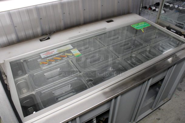 Duke Model SWD600-60FL M Stainless Steel Commercial Sandwich Make Line Prep Line w/ Lowering Sneeze Guard and Various Poly Drop In Bins and Lids. 120 Volts, 1 Phase. 60x34x57 - Image 3 of 6