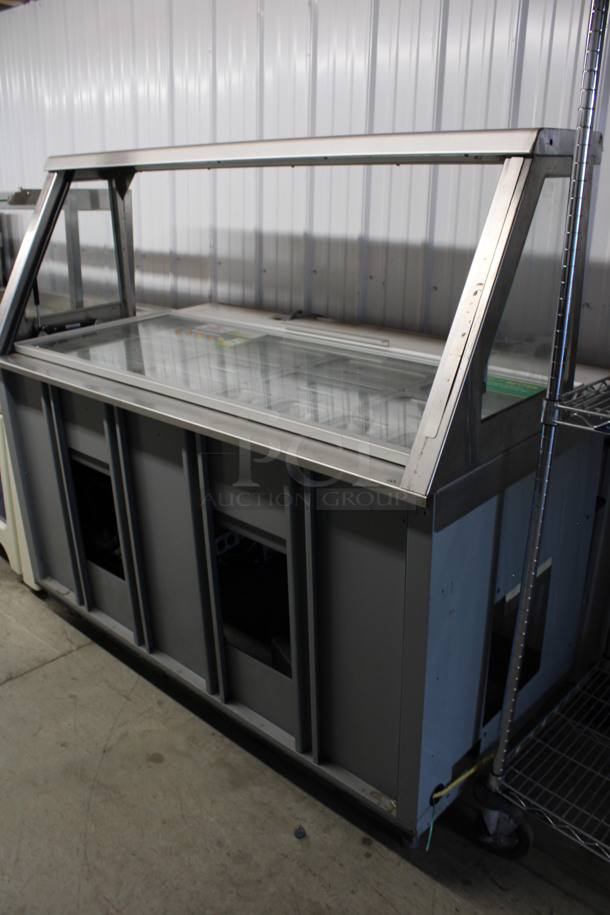 Duke Model SWD600-60FL M Stainless Steel Commercial Sandwich Make Line Prep Line w/ Lowering Sneeze Guard and Various Poly Drop In Bins and Lids. 120 Volts, 1 Phase. 60x34x57 - Image 4 of 6