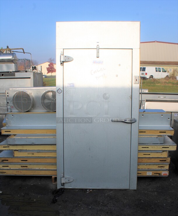 Bally 6'x8'x8' Walk In Cooler Box w/ Bally Model BEHA006E6-IS1B-B Compressor and Trenton Model TLP87DED Condenser. Does Not Have Floor. 208/230 Volts, 1 Phase. 6'x8'x8'