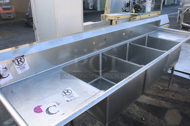 BRAND NEW SCRATCH AND DENT! Mix Rite Model MRSA-3-D Stainless Steel Commercial 3 Bay Sink w/ Dual Drainboards. 120x30x45. Bays 24x24x14. Drainboards 22x25x1 - Image 2 of 5