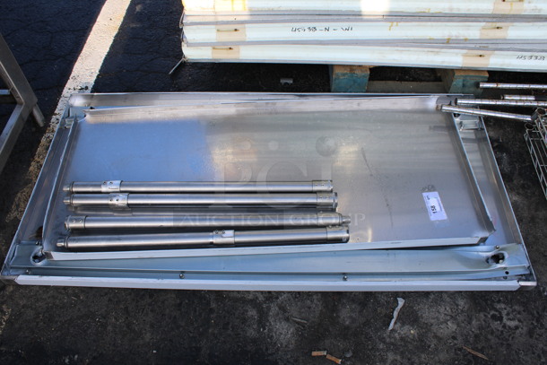 Stainless Steel Tabletop, Metal Under Shelf and 4 Legs. 60x30x2, 53x23x2, 34" - Image 1 of 4
