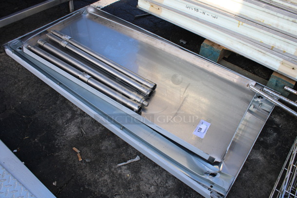 Stainless Steel Tabletop, Metal Under Shelf and 4 Legs. 60x30x2, 53x23x2, 34" - Image 2 of 4