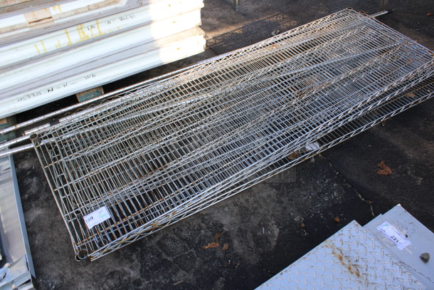 ALL ONE MONEY! Lot of 4 Chrome Finish Metro Style Shelves and 4 Poles! 72x24x1.5, 87" - Image 2 of 3