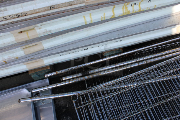 ALL ONE MONEY! Lot of 4 Chrome Finish Metro Style Shelves and 4 Poles! 72x24x1.5, 87" - Image 3 of 3