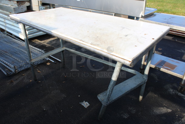 Metal Commercial Table w/ Cutting Board Countertop. 60x30x35.5