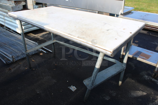 Metal Commercial Table w/ Cutting Board Countertop. 60x30x35.5 - Image 1 of 3