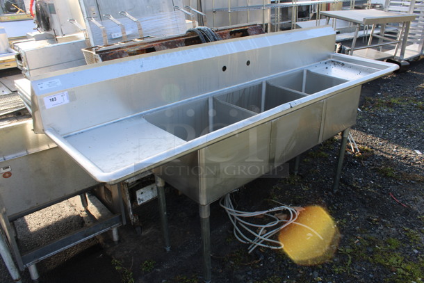 BRAND NEW SCRATCH AND DENT! Mix Rite Model MRSA-3-D Stainless Steel Commercial 3 Bay Sink w/ Dual Drainboards. Comes w/ Legs and Drains. 90x24x45. Bays 18x18x11. Drainboards 16x20x2 - Image 2 of 8
