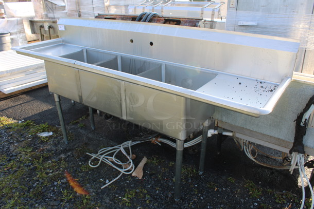 BRAND NEW SCRATCH AND DENT! Mix Rite Model MRSA-3-D Stainless Steel Commercial 3 Bay Sink w/ Dual Drainboards. Comes w/ Legs and Drains. 90x24x45. Bays 18x18x11. Drainboards 16x20x2 - Image 8 of 8