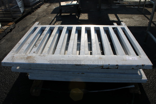 ALL ONE MONEY! Lot of 6 White Cast Iron Fence Pieces and 7 Metal Stands. 57x2x43, 16x16x8, 8x16x8 - Image 5 of 8