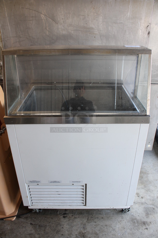 Nelson Stainless Steel Commercial Ice Cream Dipping Cabinet Merchandiser w/ Dipwell on Commercial Casters. 115 Volts, 1 Phase. 37x34x55. Tested and Working!