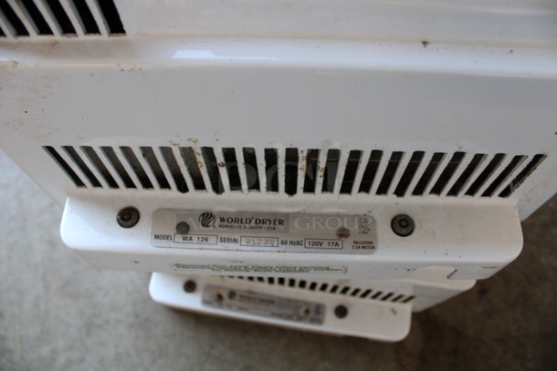 2 World Dryer Model WA 126 Metal Wall Mount Hand Dryers. 120 Volts, 1 Phase. 10.5x7x12. 2 Times Your Bid!  - Image 3 of 4